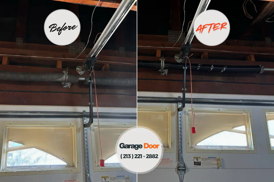 Before and after: garage door repair Clifton Springs, NY